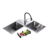 Fossa Corner Sink 36"x36"x10" Double Bowl With Drain Board SS-304 grade Handmade Kitchen Sink Fossa Home